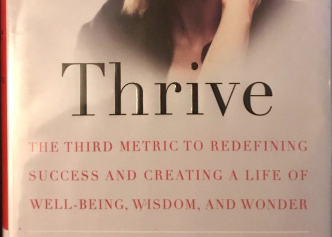 Cover of my copy of Thrive. The third metric to redefining success and creating a life of well-being, wisdom and wonder