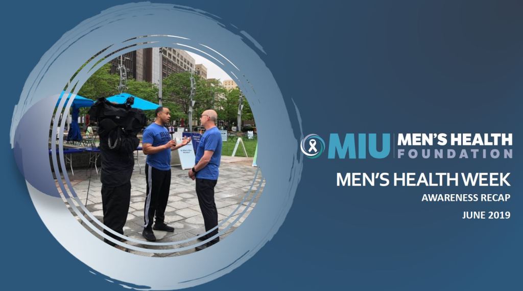 Cover slide of the MIU Men's health foundation I helped make. Featuring Josh Landon and Dr. Lutz in campus martius.
